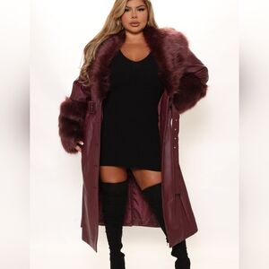 Plus Fashion Nova Nights in Paris Coat Wine (1X)